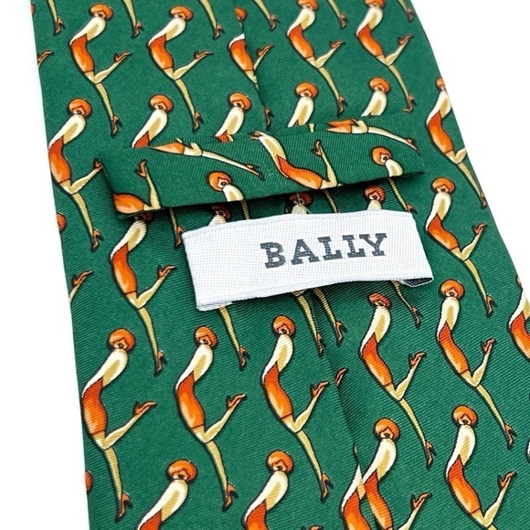 Bally Neckltie 100% Silk Green Orange Flapper Woman Neck Tie Made in Italy EUC - Picture 5 of 10